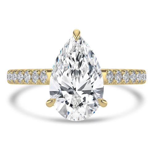 Pear Lab Created Diamond Cathedral Open Bridge Solitaire with Accents Engagement Ring in Yellow Gold (MVSLG1472-Y)