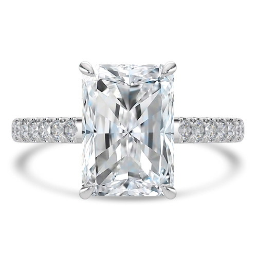 Radiant Lab Created Diamond Cathedral Open Bridge Solitaire with Accents Engagement Ring in White Gold (MVSLG1474-W)