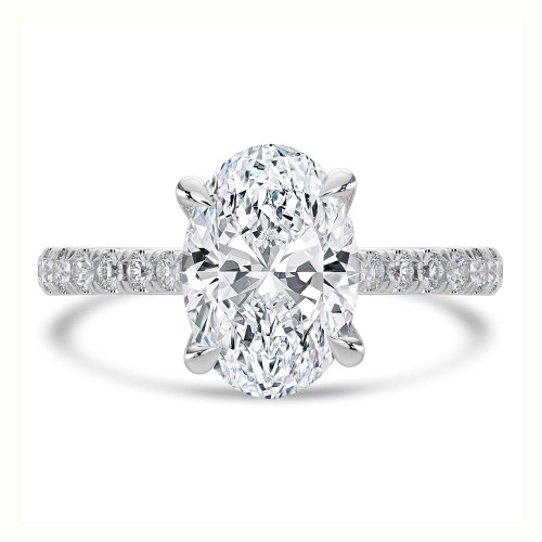 Oval Lab Created Diamond Cathedral Trellis Solitaire with Accents Engagement Ring in White Gold (MVSLG1479-W)