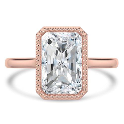 Radiant Lab Created Diamond Vintage Bezel Set Open Bridge Solitaire Engagement Ring in Rose Gold (MVSLG1488-R)