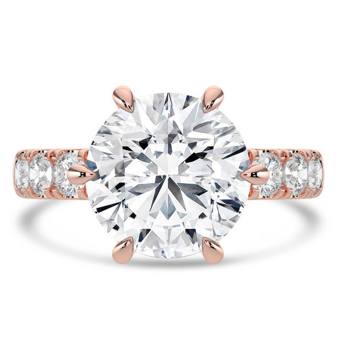 Round Lab Created Diamond 6-Prong Solitaire with Accents Engagement Ring in Rose Gold (MVSLG1513-R)