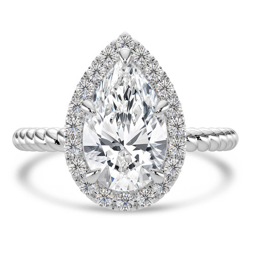 Pear Lab Created Diamond 6-Prong Twisted Rope Halo Engagement Ring in White Gold (MVSLG1520-W)