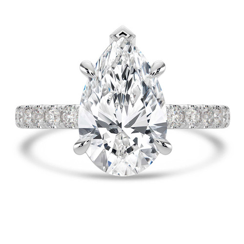 Pear Lab Created Diamond 5-Prong Solitaire with Accents Engagement Ring in White Gold (MVSLG1522-W)