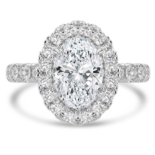 Oval Lab Created Diamond 4-Prong Open Bridge Halo Engagement Ring in White Gold with Hidden Accents (MVSLG1531-W)