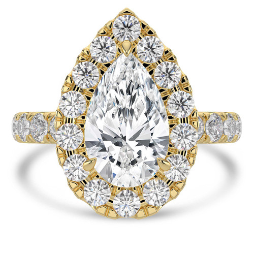 Pear Lab Created Diamond 3-Prong Open Bridge Halo Engagement Ring in Yellow Gold (MVSLG1532-Y)