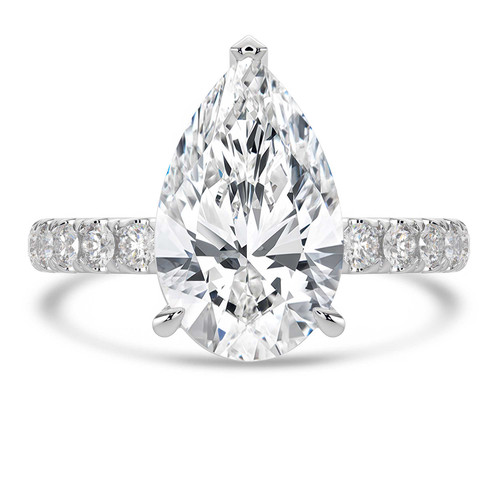 Pear Lab Created Diamond 3-Prong Solitaire with Accents Engagement Ring in White Gold (MVSLG1533-W)