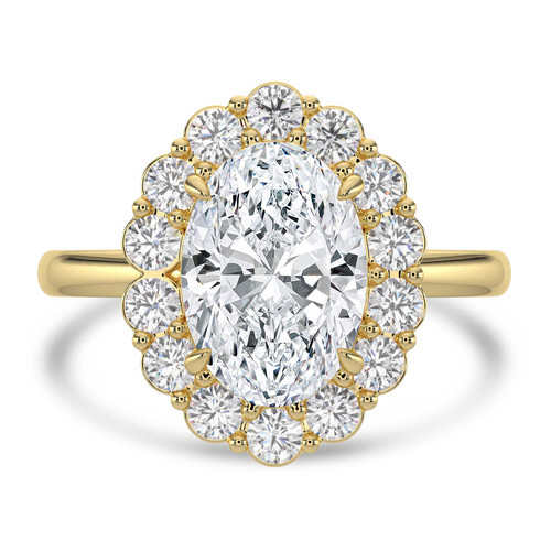 Oval Lab Created Diamond 4-Prong Open Bridge Halo Engagement Ring in Yellow Gold (MVSLG1568-Y)