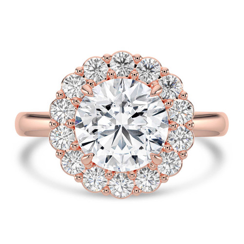 Round Lab Created Diamond 4-Prong Open Bridge Halo Engagement Ring in Rose Gold (MVSLG1570-R)