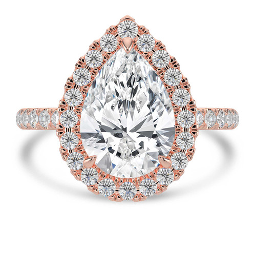 Pear Lab Created Diamond 3-Prong Open Bridge Halo Engagement Ring in Rose Gold (MVSLG1572-R)