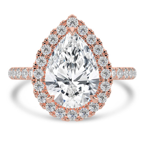 Pear Lab Created Diamond 3-Prong Open Bridge Halo Engagement Ring in Rose Gold (MVSLG1575-R)