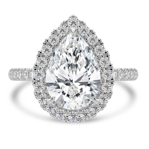 Pear Lab Created Diamond 3-Prong Open Bridge Halo Engagement Ring in White Gold (MVSLG1575-W)
