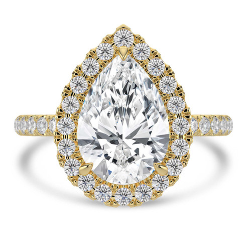 Pear Lab Created Diamond 3-Prong Open Bridge Halo Engagement Ring in Yellow Gold (MVSLG1575-Y)