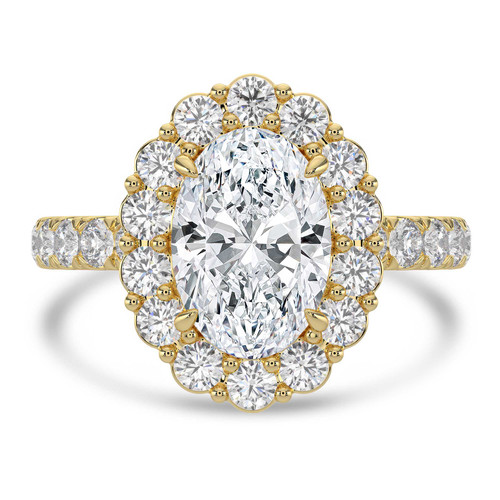 Oval Lab Created Diamond 4-Prong Open Bridge Halo Engagement Ring in Yellow Gold (MVSLG1579-Y)