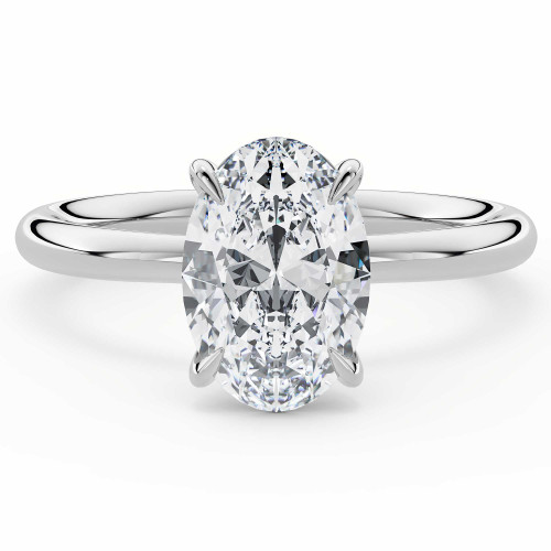 Oval Lab Created Diamond 4-Prong Solitaire Engagement Ring in White Gold (MVSLG1585-W)