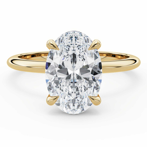 Oval Lab Created Diamond 4-Prong Solitaire with Accents Engagement Ring in Yellow Gold with Hidden Halo (MVSLG1586-Y)