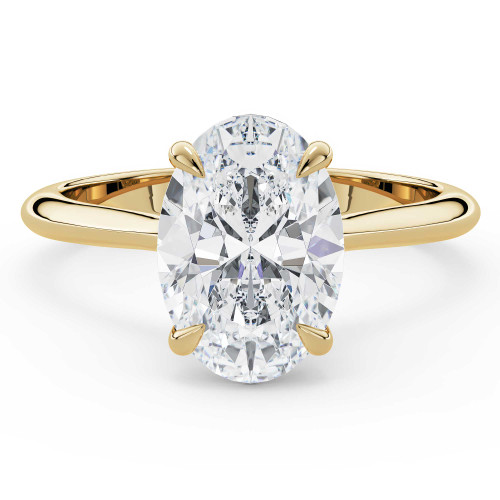 Oval Lab Created Diamond 4-Prong Solitaire Engagement Ring in Yellow Gold (MVSLG1588-Y)