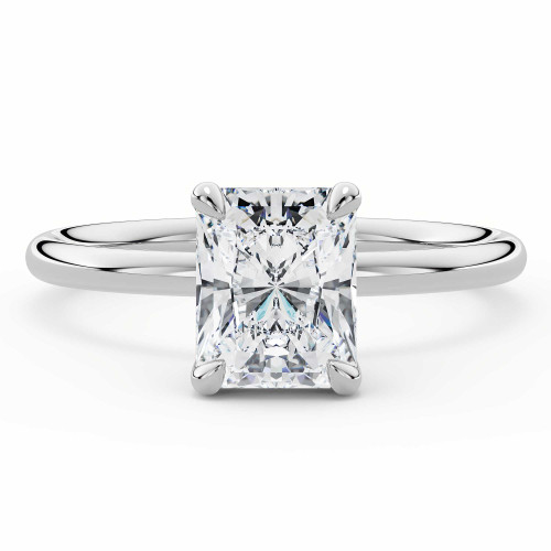 Radiant Lab Created Diamond 4-Prong Solitaire with Accents Engagement Ring in White Gold with Hidden Halo (MVSLG1590-W)