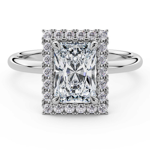 Radiant Lab Created Diamond 4-Prong Open Bridge Halo Engagement Ring in White Gold (MVSLG1595-W)