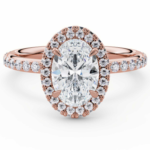 Oval Lab Created Diamond Rollover Halo Engagement Ring in Rose Gold (MVSLG1597-R)