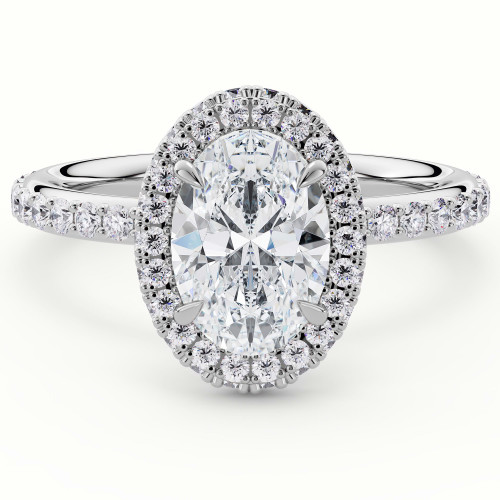Oval Lab Created Diamond Rollover Halo Engagement Ring in White Gold (MVSLG1597-W)