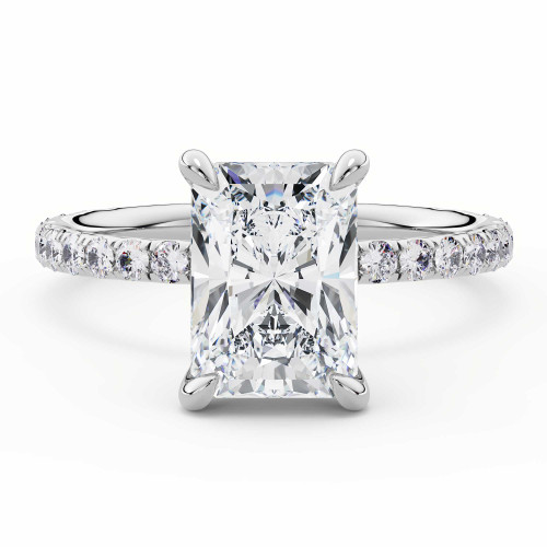 Radiant Lab Created Diamond High Set Solitaire with Accents Engagement Ring in White Gold (MVSLG1603-W)
