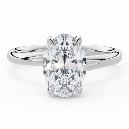 Oval Lab Created Diamond Trellis Solitaire Engagement Ring in White Gold (MVSLG1615-W)