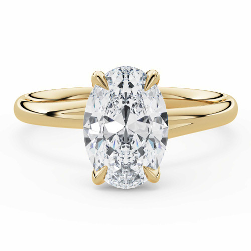 Oval Lab Created Diamond Trellis Solitaire Engagement Ring in Yellow Gold (MVSLG1615-Y)