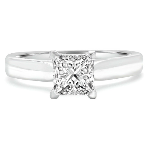 Princess Diamond Pinched Cathedral Solitaire Engagement Ring in White Gold (MVS0015-W)