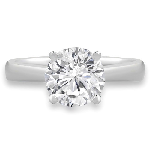 Round Diamond Tapered Cathedral Solitaire Engagement Ring in White Gold (MVS0017-W)