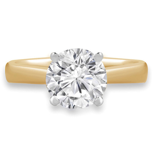 Round Diamond Tapered Cathedral Solitaire Engagement Ring in Yellow Gold (MVS0017-Y)