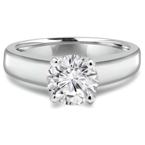 Round Diamond Reverse Tapered Cathedral Solitaire Engagement Ring in White Gold (MVS0019-W)