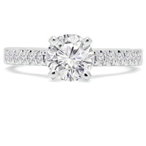 Round Diamond Cathedral Solitaire with Accents Engagement Ring in White Gold (MVS0064-W)
