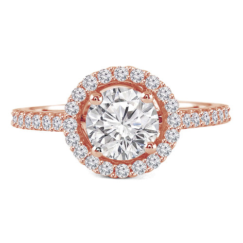 Round Diamond Round Halo Engagement Ring in Rose Gold (MVS0093-R)