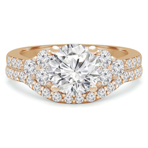 Round Diamond Solitaire with Accents Engagement Ring and Wedding Band Set Ring in Yellow Gold (MVS0126-Y)