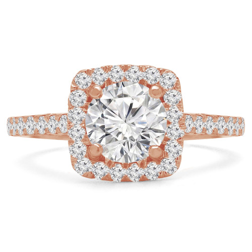 Round Diamond Cushion Halo Engagement Ring in Rose Gold (MVS0148-R)