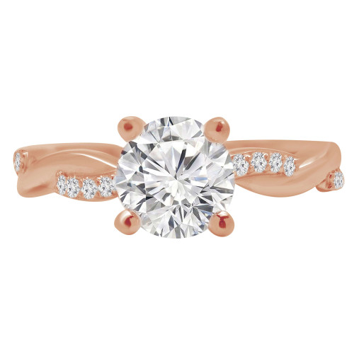 Round Diamond Twisted Solitaire with Accents Engagement Ring in Rose Gold (MVS0154-R)