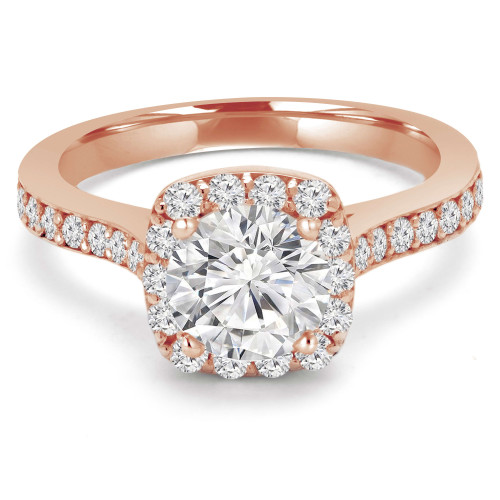 Round Diamond Cathedral Cushion Halo Engagement Ring in Rose Gold (MVS0155-R)