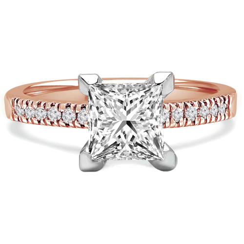 Princess Diamond Solitaire with Accents Engagement Ring in Rose Gold (MVS0174-R)