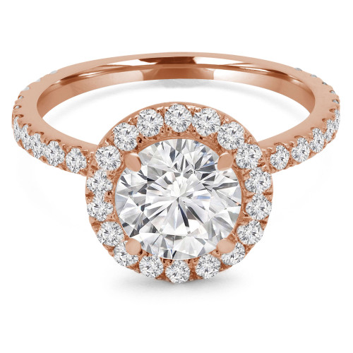 Round Diamond Diamond Bridge Round Halo Engagement Ring in Rose Gold (MVS0183-R)