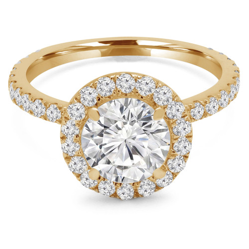 Round Diamond Diamond Bridge Round Halo Engagement Ring in Yellow Gold (MVS0183-Y)