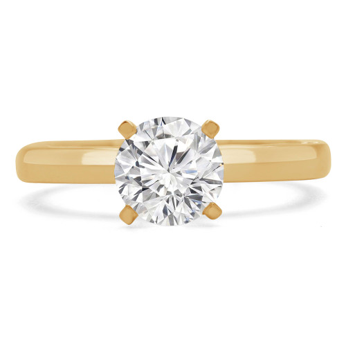 Round Diamond Solitaire with Accents Engagement Ring in Yellow Gold (MVS0195-Y)