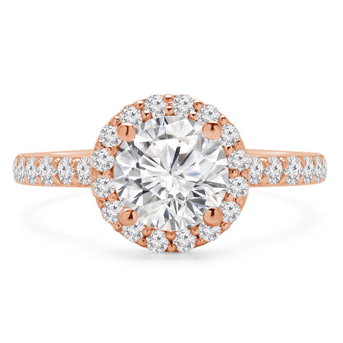 Round Diamond Cathedral Open Bridge Round Halo Engagement Ring in Rose Gold (MVS0199-R)