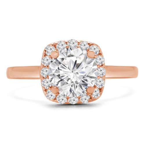 Round Diamond Cathedral Cushion Halo Engagement Ring in Rose Gold (MVS0211-R)