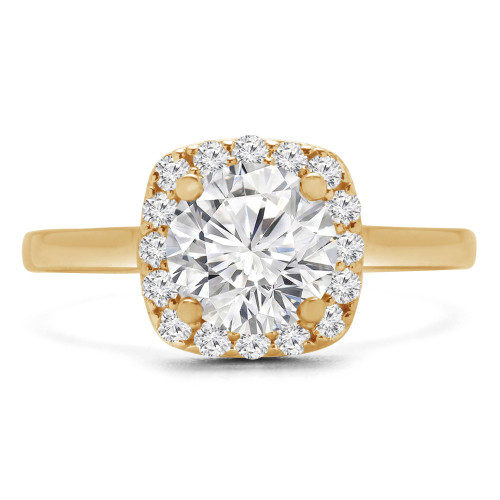Round Diamond Cathedral Cushion Halo Engagement Ring in Yellow Gold (MVS0211-Y)