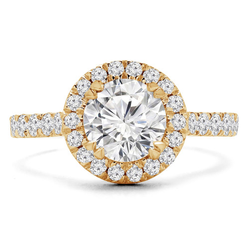 Round Diamond Cathedral Round Halo Engagement Ring in Yellow Gold (MVS0226-Y)