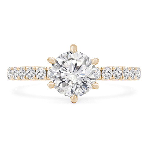 Round Diamond 6-Prong Solitaire with Accents Engagement Ring in Yellow Gold (MVS0243-Y)