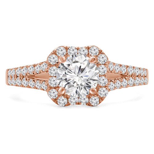 Round Diamond Split-Shank Halo Engagement Ring in Rose Gold (MVS0247-R)