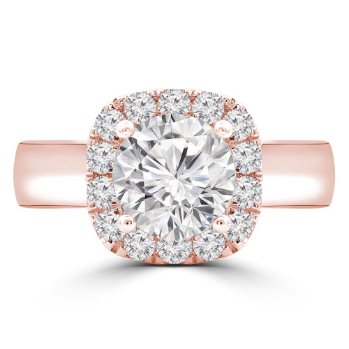 Round Diamond Cathedral Cushion Halo Engagement Ring in Rose Gold (MVS0263-R)