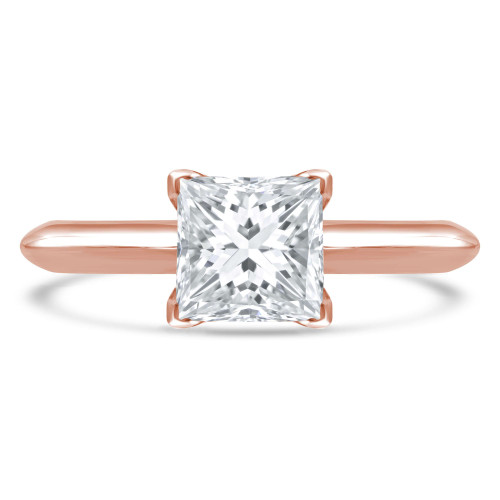 Princess Diamond V-Prong Knife Edge Solitaire Engagement Ring in Rose Gold (MVS0273-R)