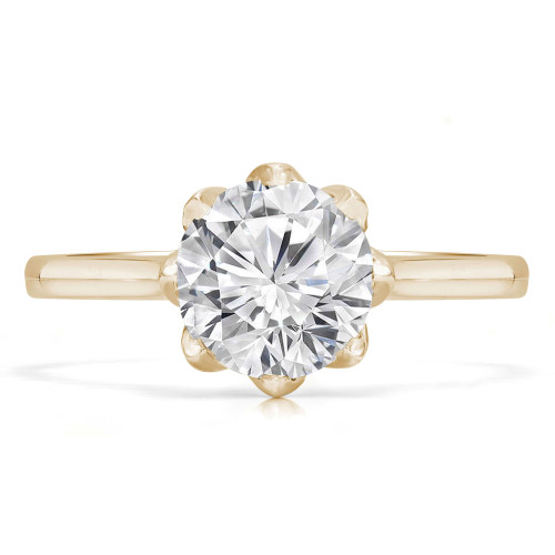 Round Diamond 8-Prong Floral Cathedral Solitaire Engagement Ring in Yellow Gold (MVS0281-Y)